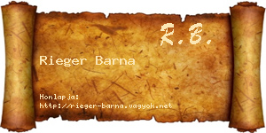Rieger Barna névjegykártya